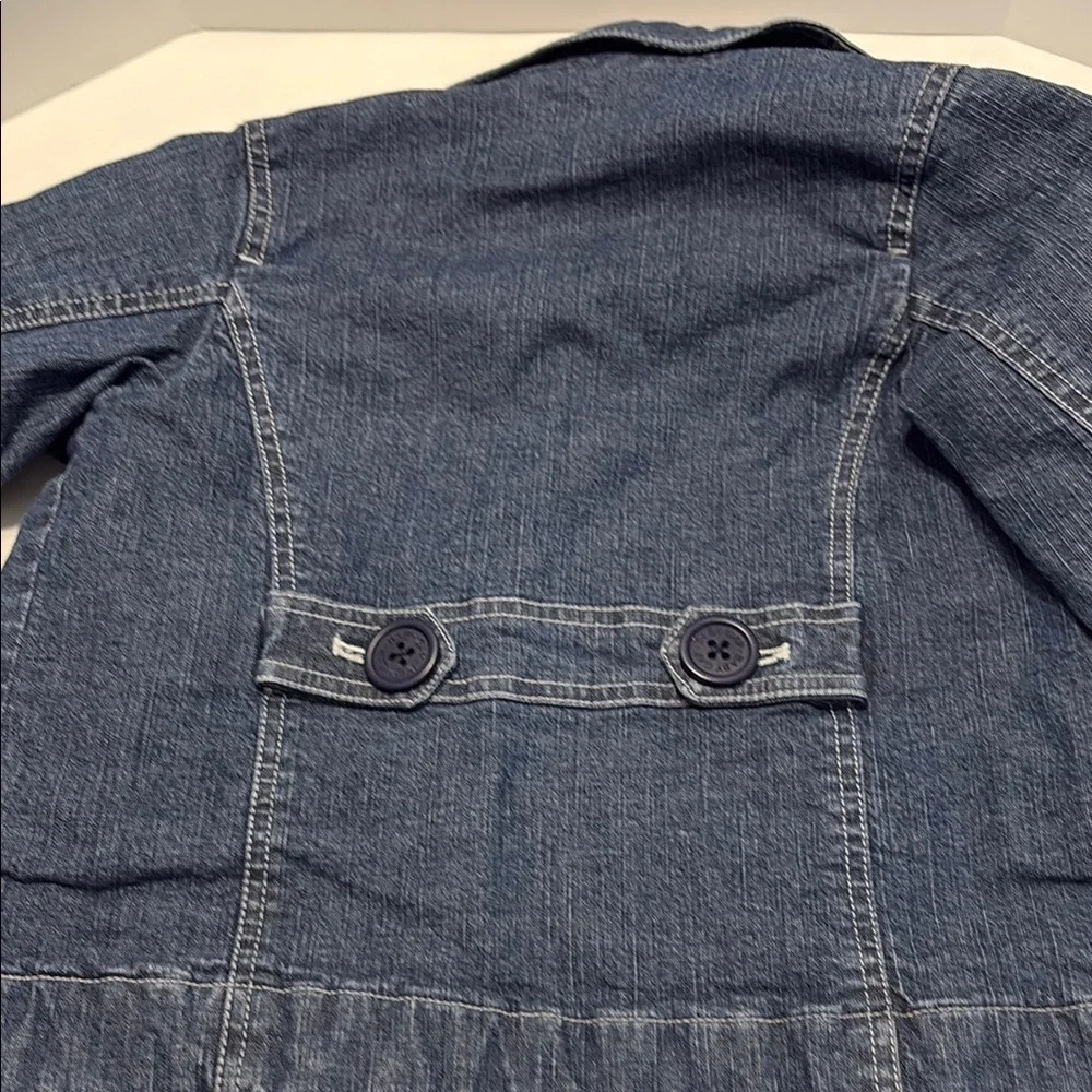 GAP Blue and Pink Cropped Jean Jacket